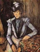 Paul Cezanne woman was wearing blue clothes oil
